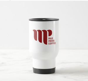 White Travel / Commuter Mug - Mad Press Coffee Co.